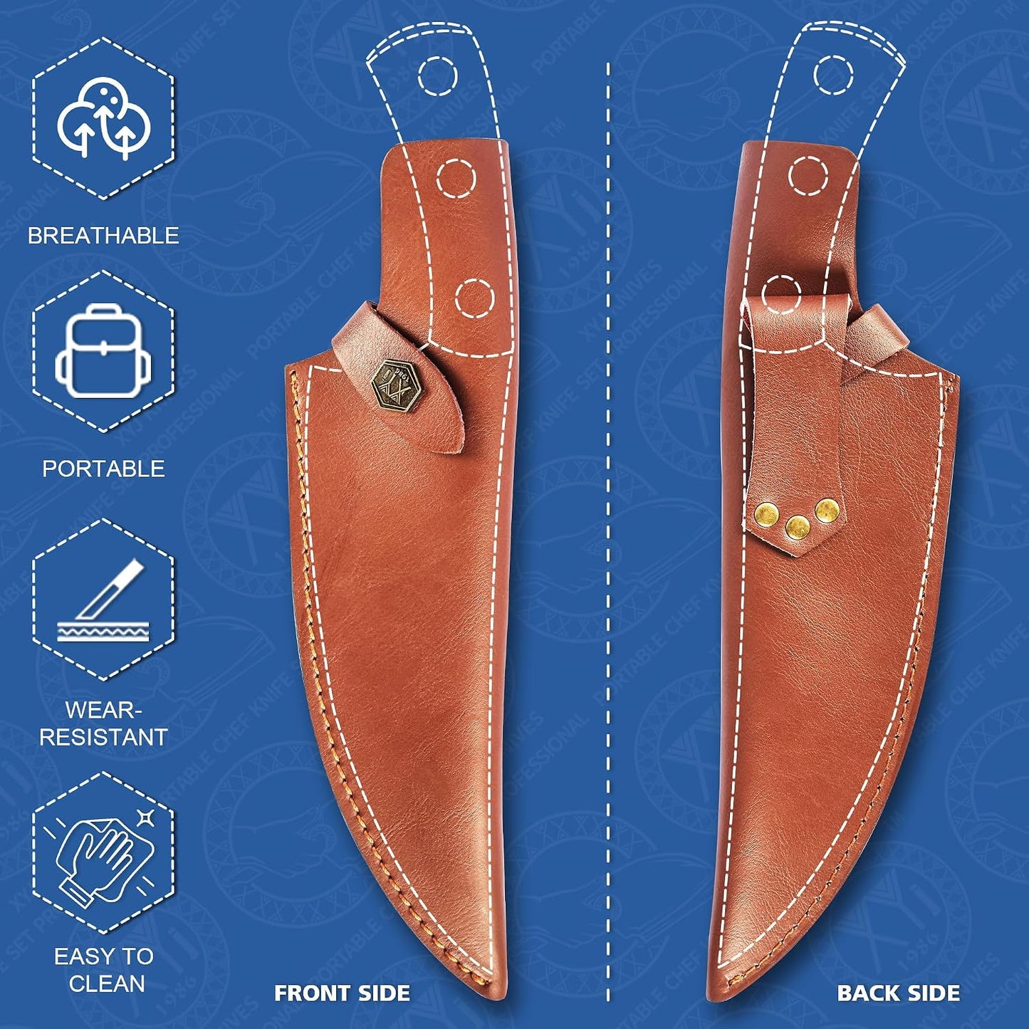 Leather Sheath For 6 Inch Boning Knife Edge Guards Blade Protector Cleaver Chef Knives Cover With Loop Belt For Outdoor Camping | Edge Guards Blade Protector, Cleaver Chef Knives Cover, Loop Belt, Outdoor Camping