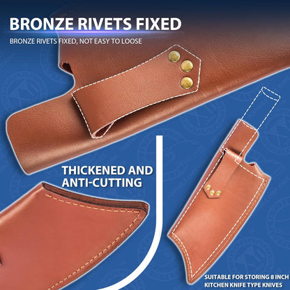 Leather Sheath For 6 Inch Boning Knife Edge Guards Blade Protector Cleaver Chef Knives Cover With Loop Belt For Outdoor Camping | Edge Guards Blade Protector, Cleaver Chef Knives Cover, Loop Belt, Outdoor Camping