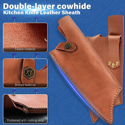 Leather Sheath For 6 Inch Boning Knife Edge Guards Blade Protector Cleaver Chef Knives Cover With Loop Belt For Outdoor Camping | Edge Guards Blade Protector, Cleaver Chef Knives Cover, Loop Belt, Outdoor Camping