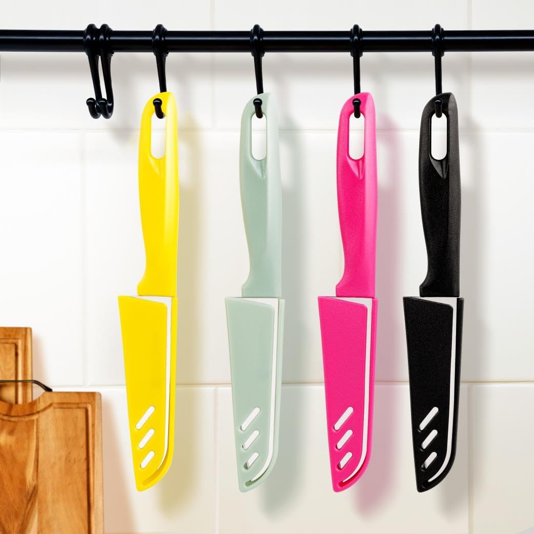 8 pieces Paring Knives (4PCS Peeling Knives and 4PCS Knife Sheath), Ultra Sharp Vegetable and Fruit Knife,German Steel Small Kitchen Knife with PP Plastic Ergonomic Handle
