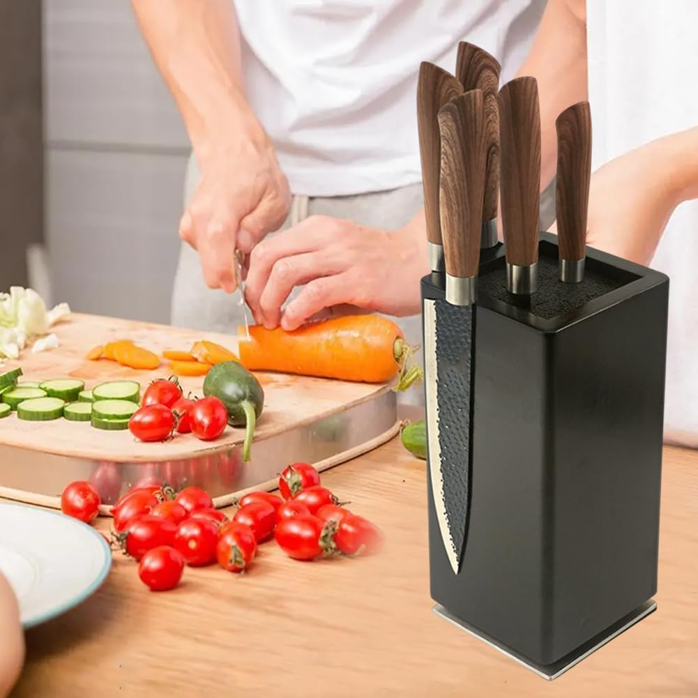 Resafy Magnetic Knife Wooden Block 360 Rotatable Knife Holder Rack Magnetic Stands with Strong Enhanced Magnets Kinves Strip