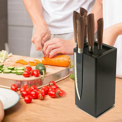 Resafy Magnetic Knife Wooden Block 360 Rotatable Knife Holder Rack Magnetic Stands with Strong Enhanced Magnets Kinves Strip