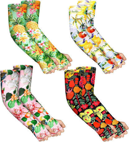 4 Pairs Gardening Sleeves Anti-Slip Arm Protection with Thumb Hole Sun Sleeve Cooling Arm Sleeves for Women Men Outdoor