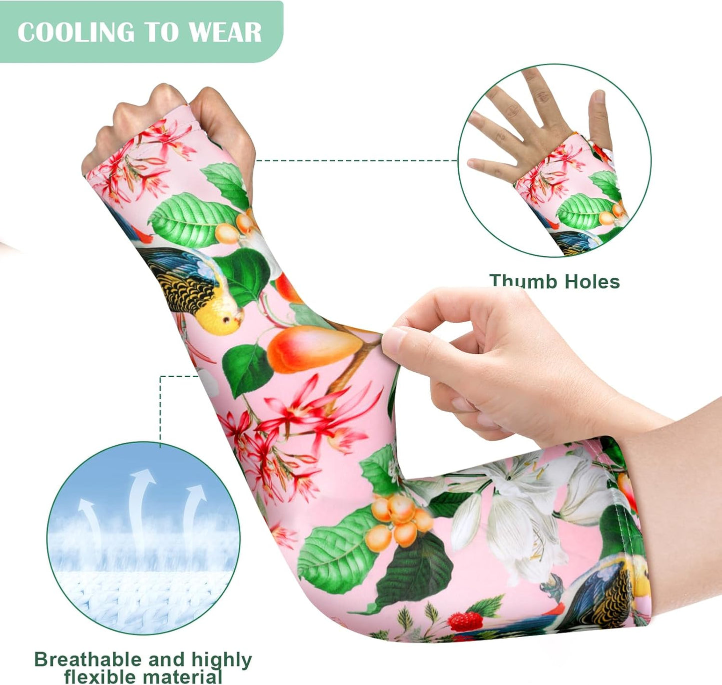 4 Pairs Gardening Sleeves Anti-Slip Arm Protection with Thumb Hole Sun Sleeve Cooling Arm Sleeves for Women Men Outdoor