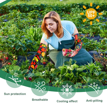 4 Pairs Gardening Sleeves Anti-Slip Arm Protection with Thumb Hole Sun Sleeve Cooling Arm Sleeves for Women Men Outdoor