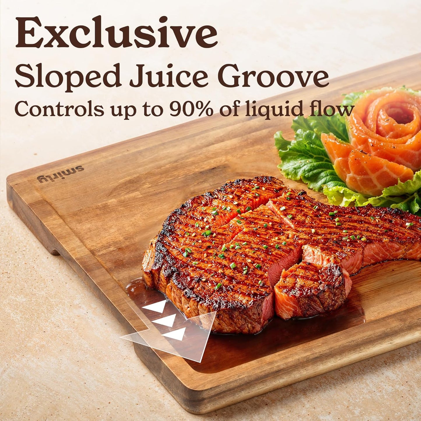 Acacia Wood Cutting Board for Kitchen - Wood Cutting Board for Meal Prep, Serving, Charcuterie - Kitchen Gadgets, House Warming Gift - Small Wooden Chopping Board Non Toxic - 1 Pack