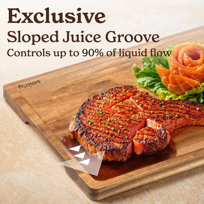 Acacia Wood Cutting Board for Kitchen - Wood Cutting Board for Meal Prep, Serving, Charcuterie - Kitchen Gadgets, House Warming Gift - Small Wooden Chopping Board Non Toxic - 1 Pack