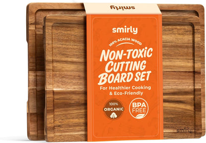 Acacia Wood Cutting Board for Kitchen - Wood Cutting Board for Meal Prep, Serving, Charcuterie - Kitchen Gadgets, House Warming Gift - Small Wooden Chopping Board Non Toxic - 1 Pack