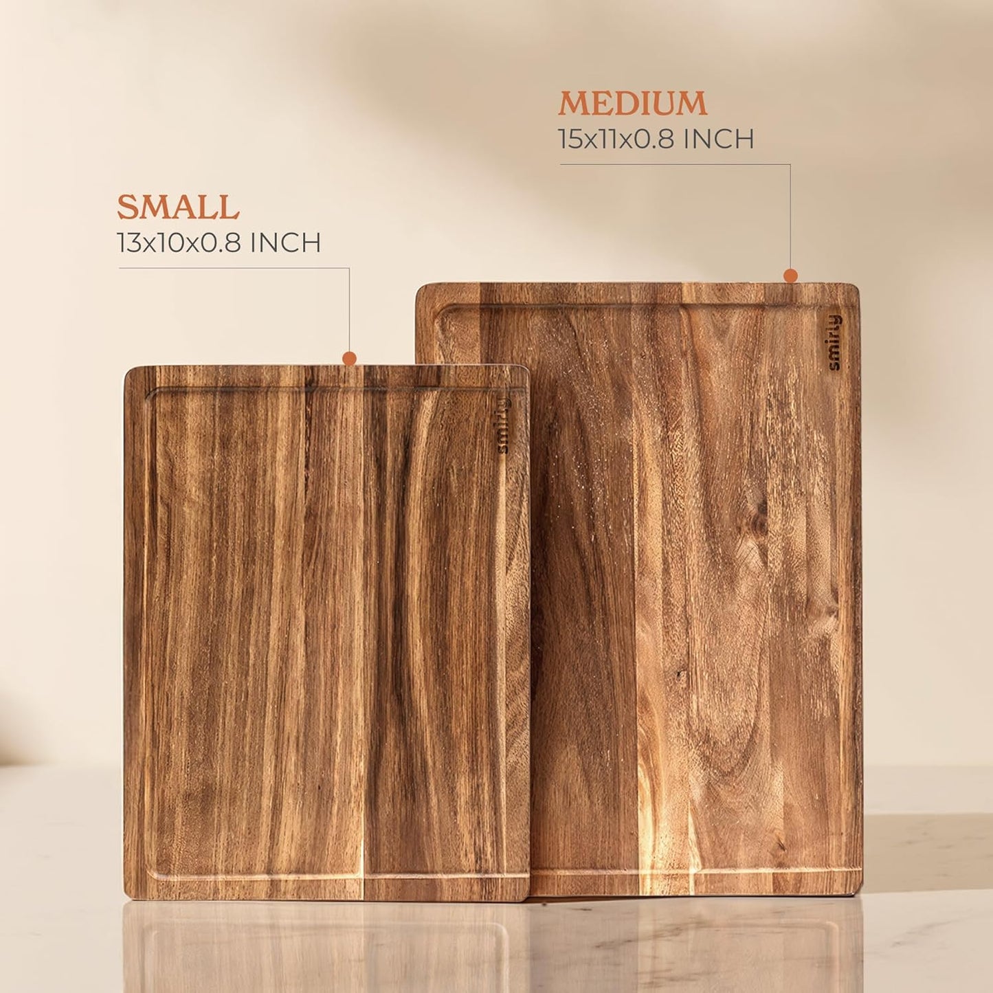 Acacia Wood Cutting Board for Kitchen - Wood Cutting Board for Meal Prep, Serving, Charcuterie - Kitchen Gadgets, House Warming Gift - Small Wooden Chopping Board Non Toxic - 1 Pack