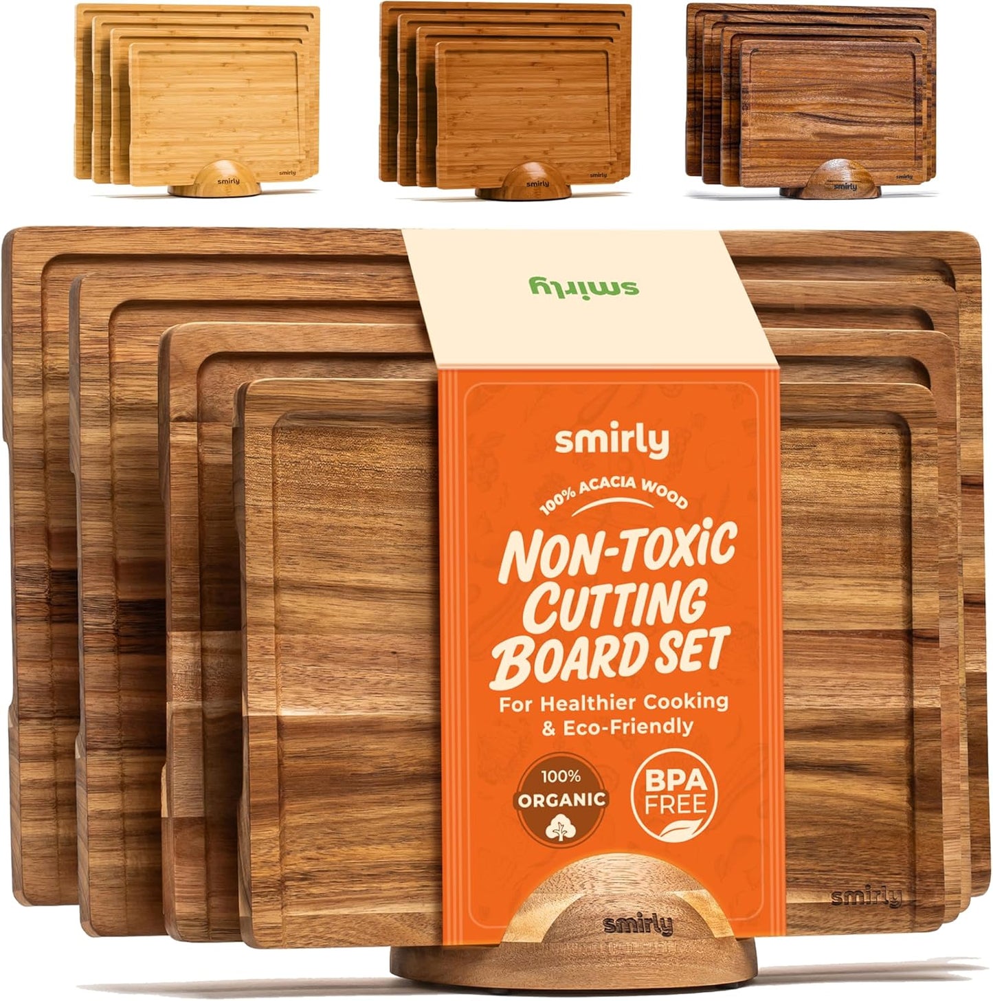 Acacia Wood Cutting Board for Kitchen - Wood Cutting Board for Meal Prep, Serving, Charcuterie - Kitchen Gadgets, House Warming Gift - Small Wooden Chopping Board Non Toxic - 1 Pack