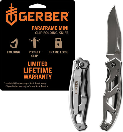 Gear Paraframe Mini Pocket Knife, 2.2" Fine Edge Small EDC Folding Knife with Safety Lock for Everyday Carry, Gifts for Men, Stainless Steel | Stainless steel, EDC knife, safety lock, lightweight open-frame design, everyday carry, gifts for men
