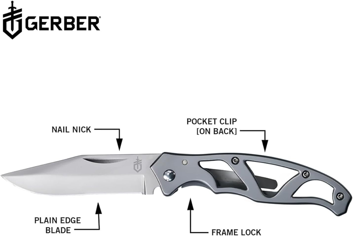 Gear Paraframe Mini Pocket Knife, 2.2" Fine Edge Small EDC Folding Knife with Safety Lock for Everyday Carry, Gifts for Men, Stainless Steel | Stainless steel, EDC knife, safety lock, lightweight open-frame design, everyday carry, gifts for men