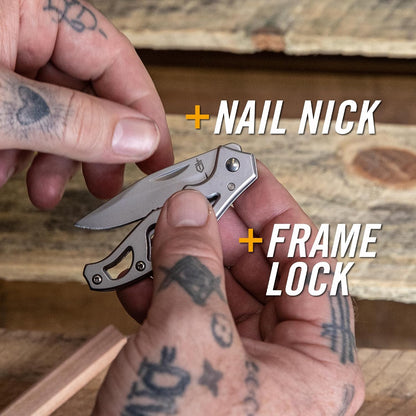 Gear Paraframe Mini Pocket Knife, 2.2" Fine Edge Small EDC Folding Knife with Safety Lock for Everyday Carry, Gifts for Men, Stainless Steel | Stainless steel, EDC knife, safety lock, lightweight open-frame design, everyday carry, gifts for men