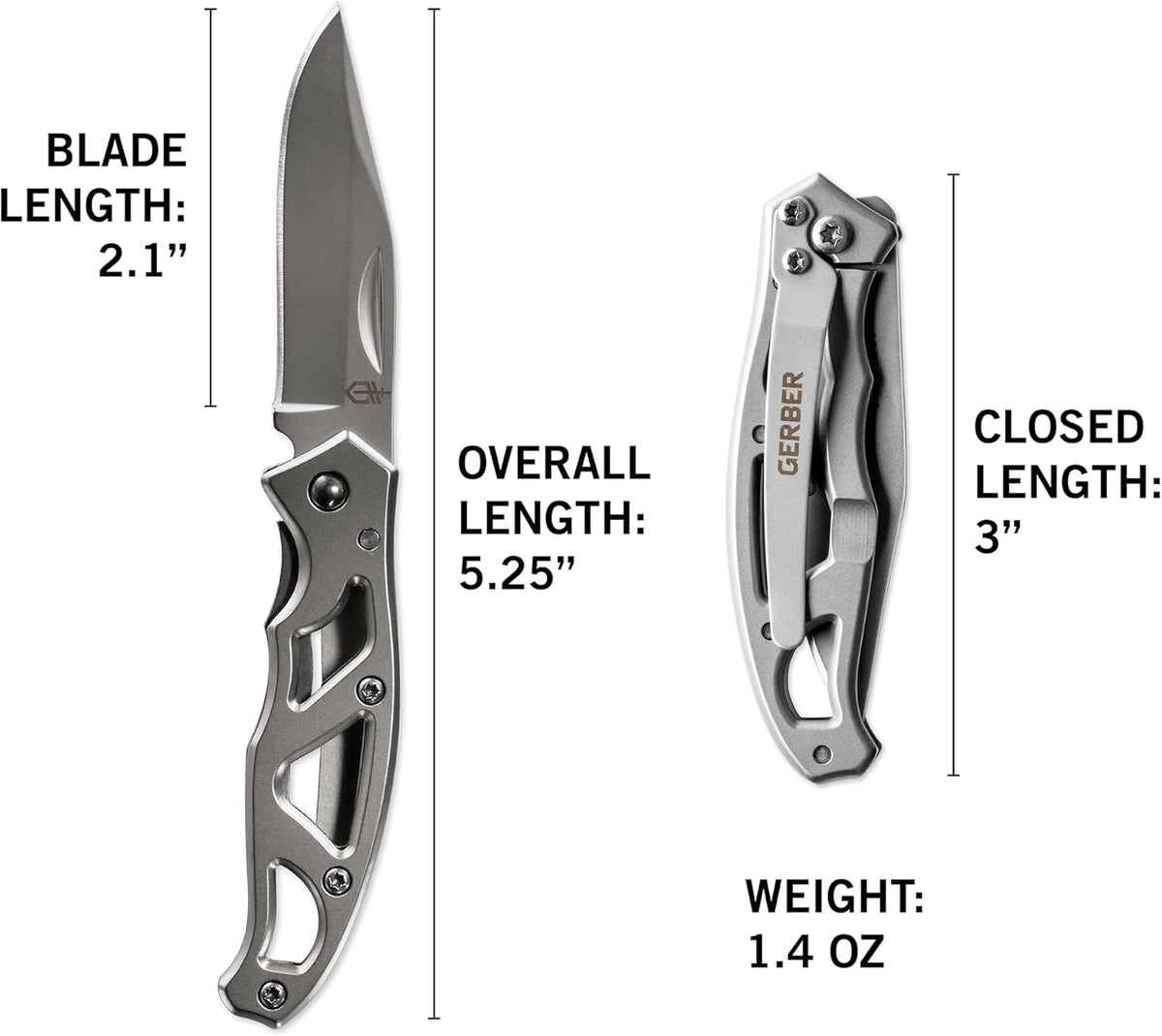 Gear Paraframe Mini Pocket Knife, 2.2" Fine Edge Small EDC Folding Knife with Safety Lock for Everyday Carry, Gifts for Men, Stainless Steel | Stainless steel, EDC knife, safety lock, lightweight open-frame design, everyday carry, gifts for men