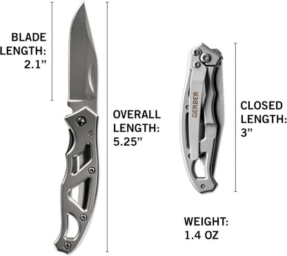 Gear Paraframe Mini Pocket Knife, 2.2" Fine Edge Small EDC Folding Knife with Safety Lock for Everyday Carry, Gifts for Men, Stainless Steel | Stainless steel, EDC knife, safety lock, lightweight open-frame design, everyday carry, gifts for men