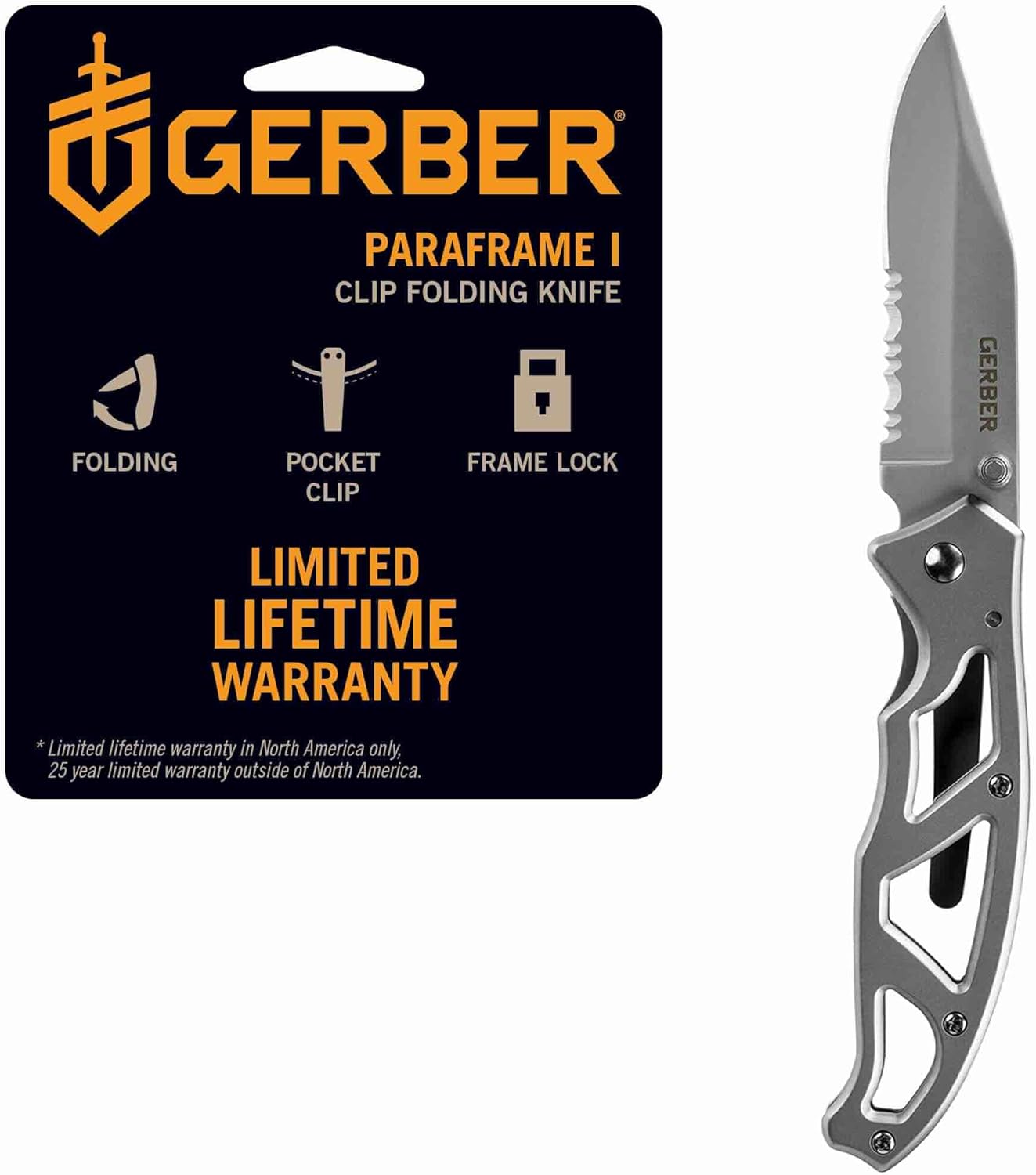 Gear Paraframe Mini Pocket Knife, 2.2" Fine Edge Small EDC Folding Knife with Safety Lock for Everyday Carry, Gifts for Men, Stainless Steel | Stainless steel, EDC knife, safety lock, lightweight open-frame design, everyday carry, gifts for men