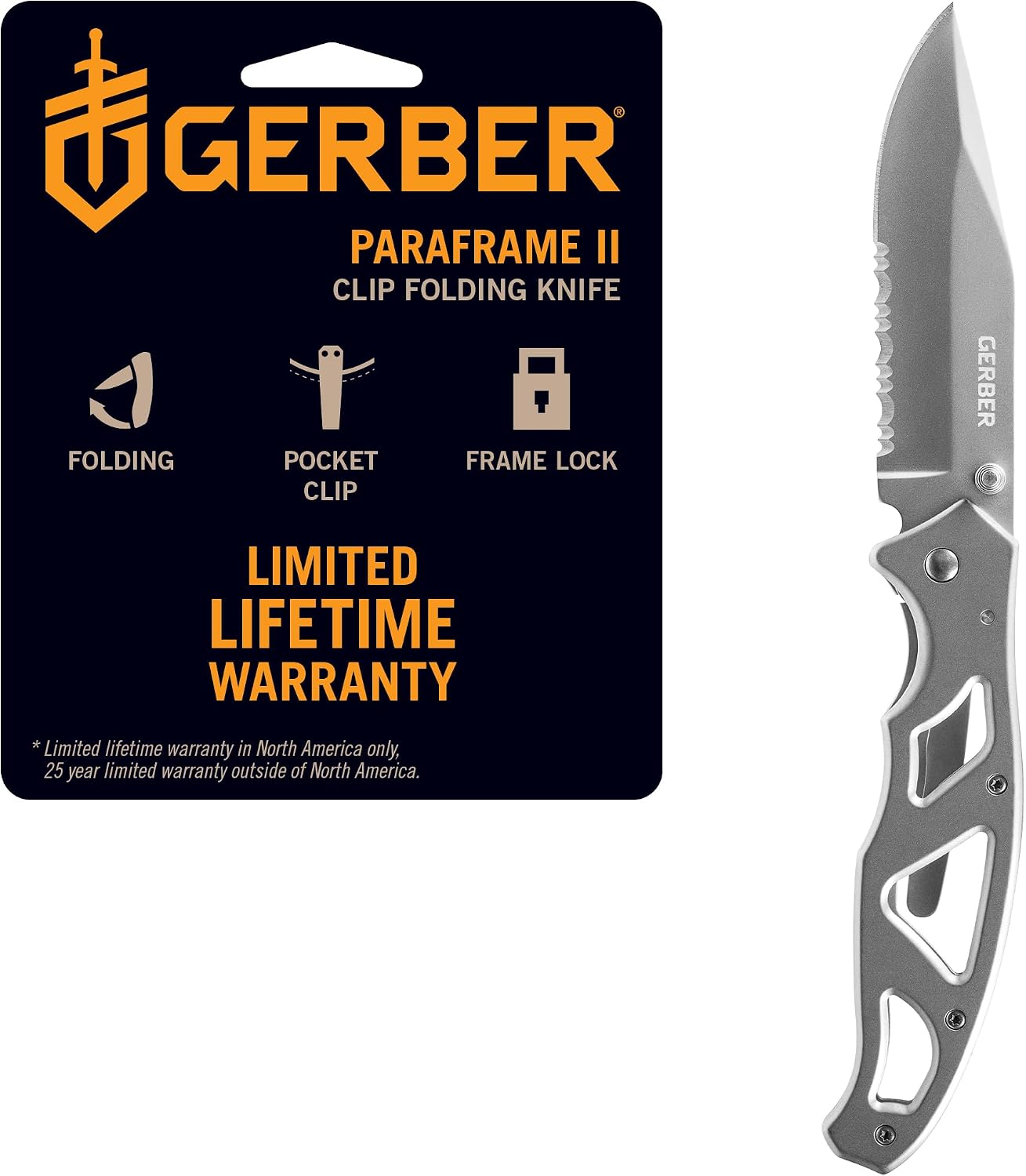 Gear Paraframe Mini Pocket Knife, 2.2" Fine Edge Small EDC Folding Knife with Safety Lock for Everyday Carry, Gifts for Men, Stainless Steel | Stainless steel, EDC knife, safety lock, lightweight open-frame design, everyday carry, gifts for men