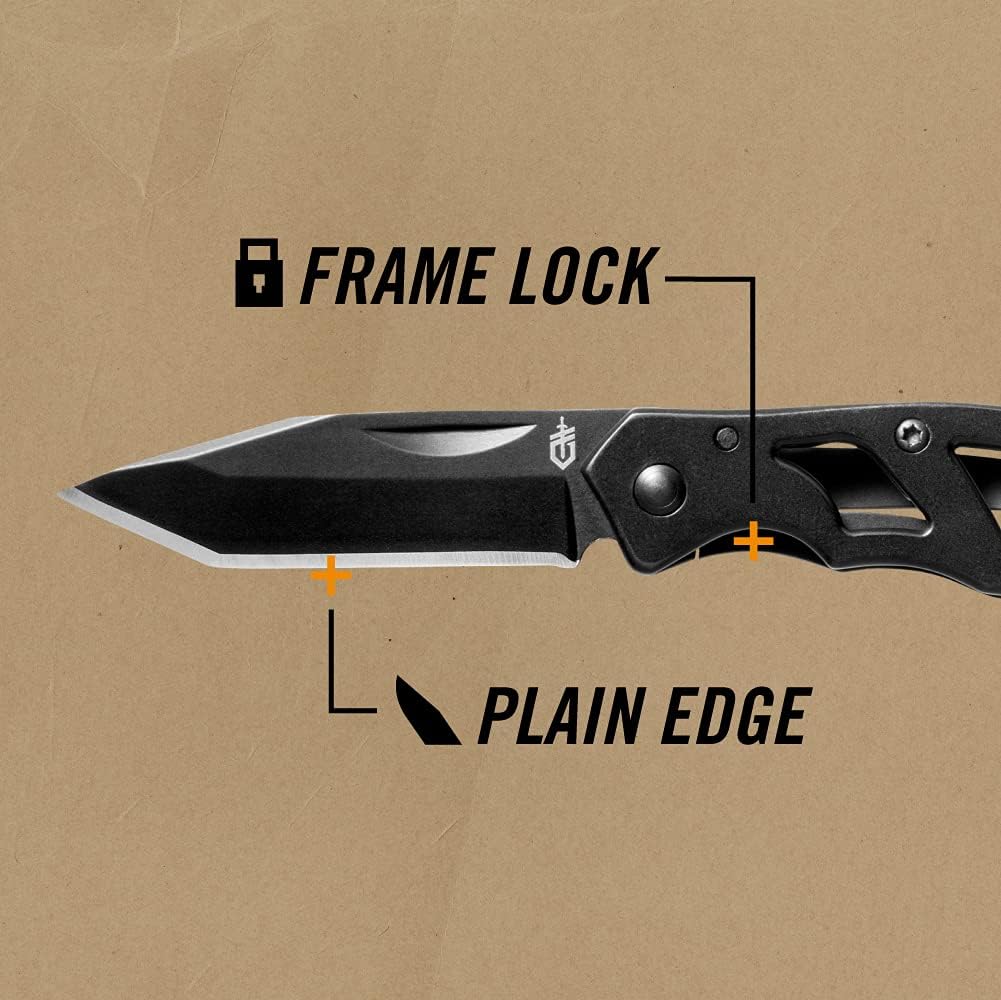 Gear Paraframe Mini Pocket Knife, 2.2" Fine Edge Small EDC Folding Knife with Safety Lock for Everyday Carry, Gifts for Men, Stainless Steel | Stainless steel, EDC knife, safety lock, lightweight open-frame design, everyday carry, gifts for men