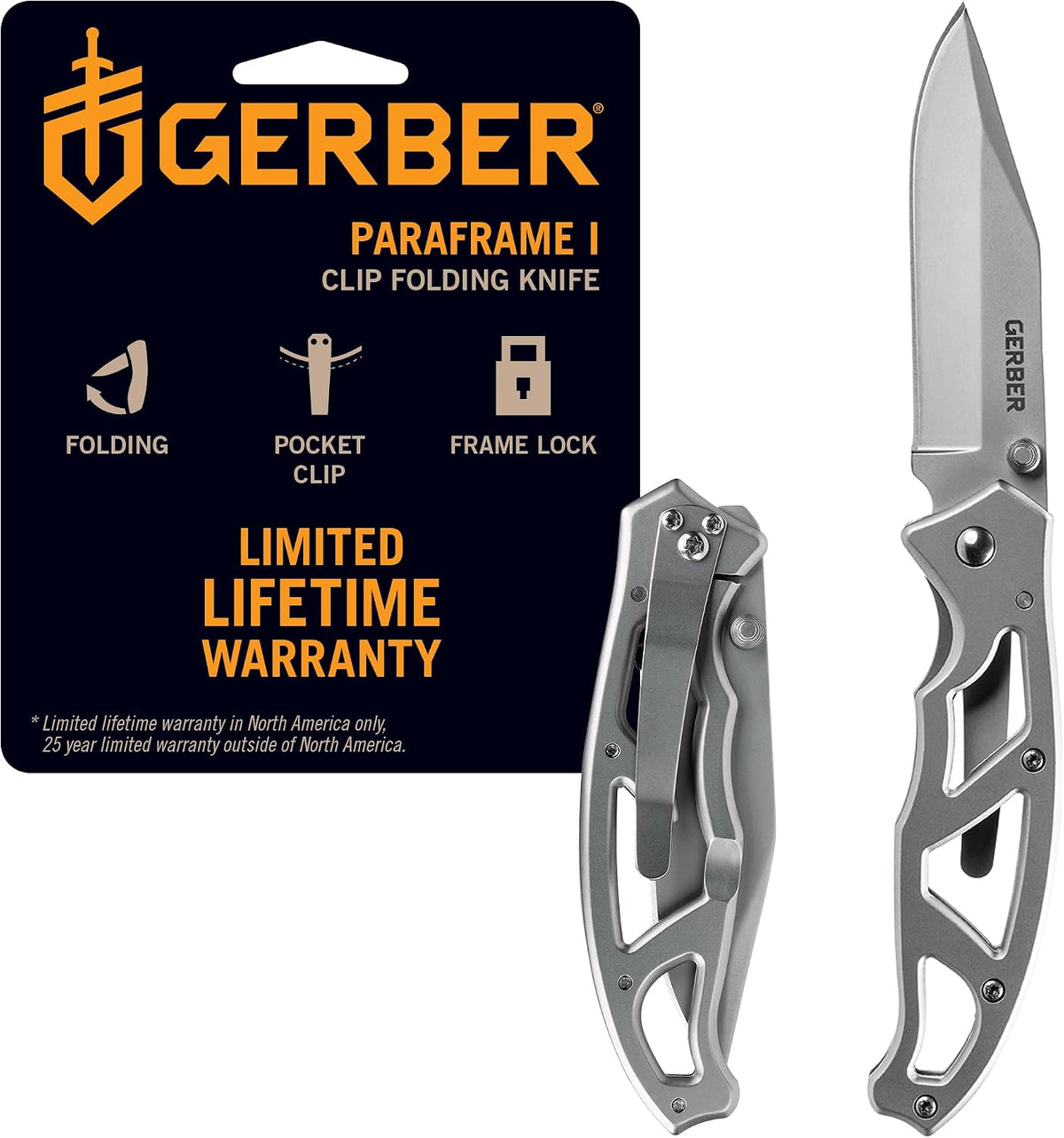 Gear Paraframe Mini Pocket Knife, 2.2" Fine Edge Small EDC Folding Knife with Safety Lock for Everyday Carry, Gifts for Men, Stainless Steel | Stainless steel, EDC knife, safety lock, lightweight open-frame design, everyday carry, gifts for men