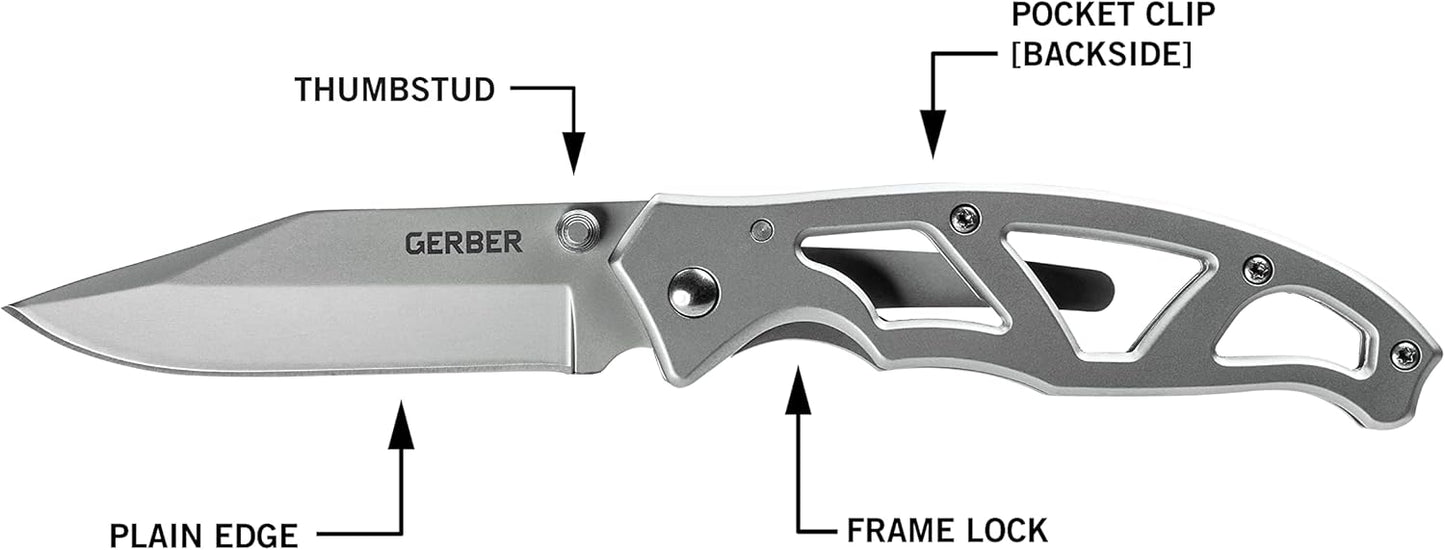 Gear Paraframe Mini Pocket Knife, 2.2" Fine Edge Small EDC Folding Knife with Safety Lock for Everyday Carry, Gifts for Men, Stainless Steel | Stainless steel, EDC knife, safety lock, lightweight open-frame design, everyday carry, gifts for men