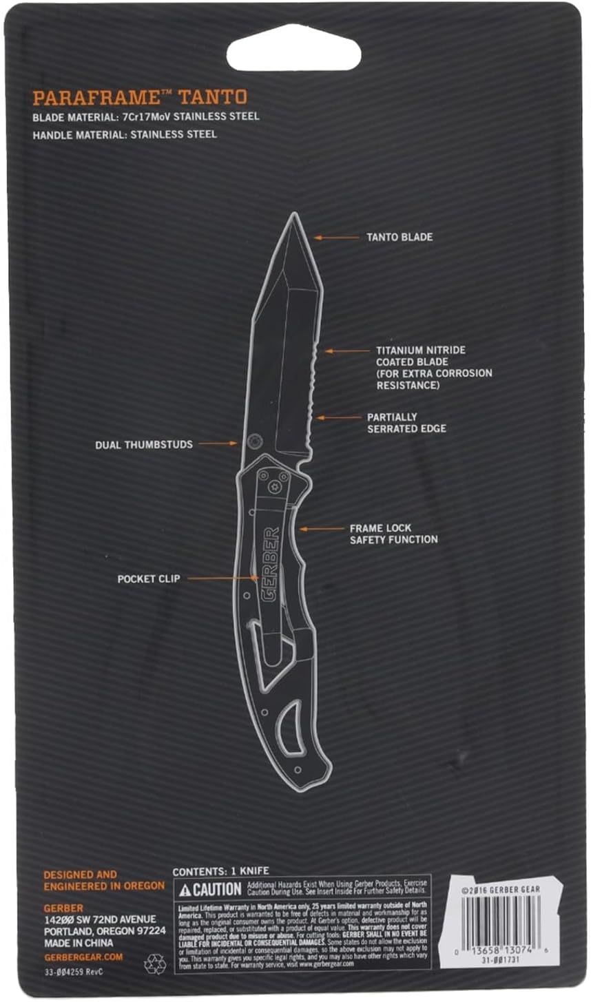 Gear Paraframe Mini Pocket Knife, 2.2" Fine Edge Small EDC Folding Knife with Safety Lock for Everyday Carry, Gifts for Men, Stainless Steel | Stainless steel, EDC knife, safety lock, lightweight open-frame design, everyday carry, gifts for men