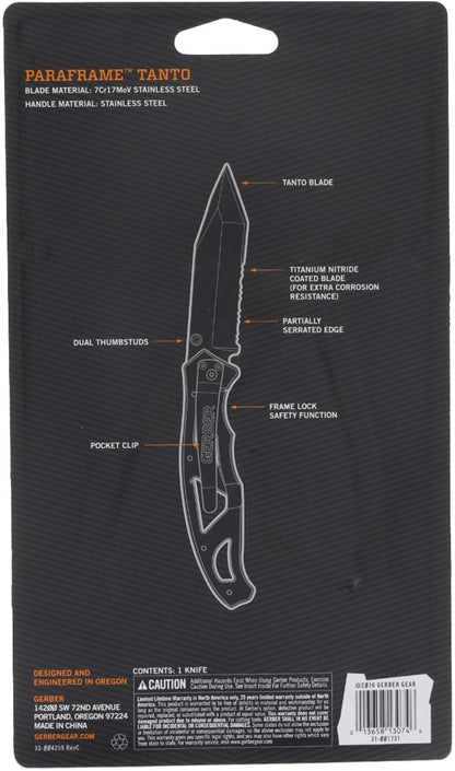 Gear Paraframe Mini Pocket Knife, 2.2" Fine Edge Small EDC Folding Knife with Safety Lock for Everyday Carry, Gifts for Men, Stainless Steel | Stainless steel, EDC knife, safety lock, lightweight open-frame design, everyday carry, gifts for men