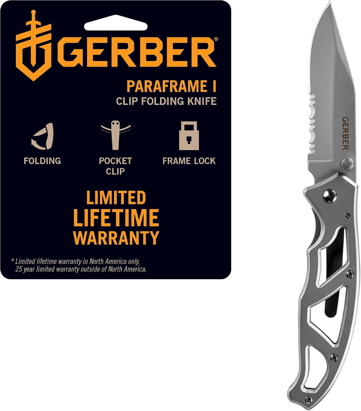 Gear Paraframe Mini Pocket Knife, 2.2" Fine Edge Small EDC Folding Knife with Safety Lock for Everyday Carry, Gifts for Men, Stainless Steel | Stainless steel, EDC knife, safety lock, lightweight open-frame design, everyday carry, gifts for men