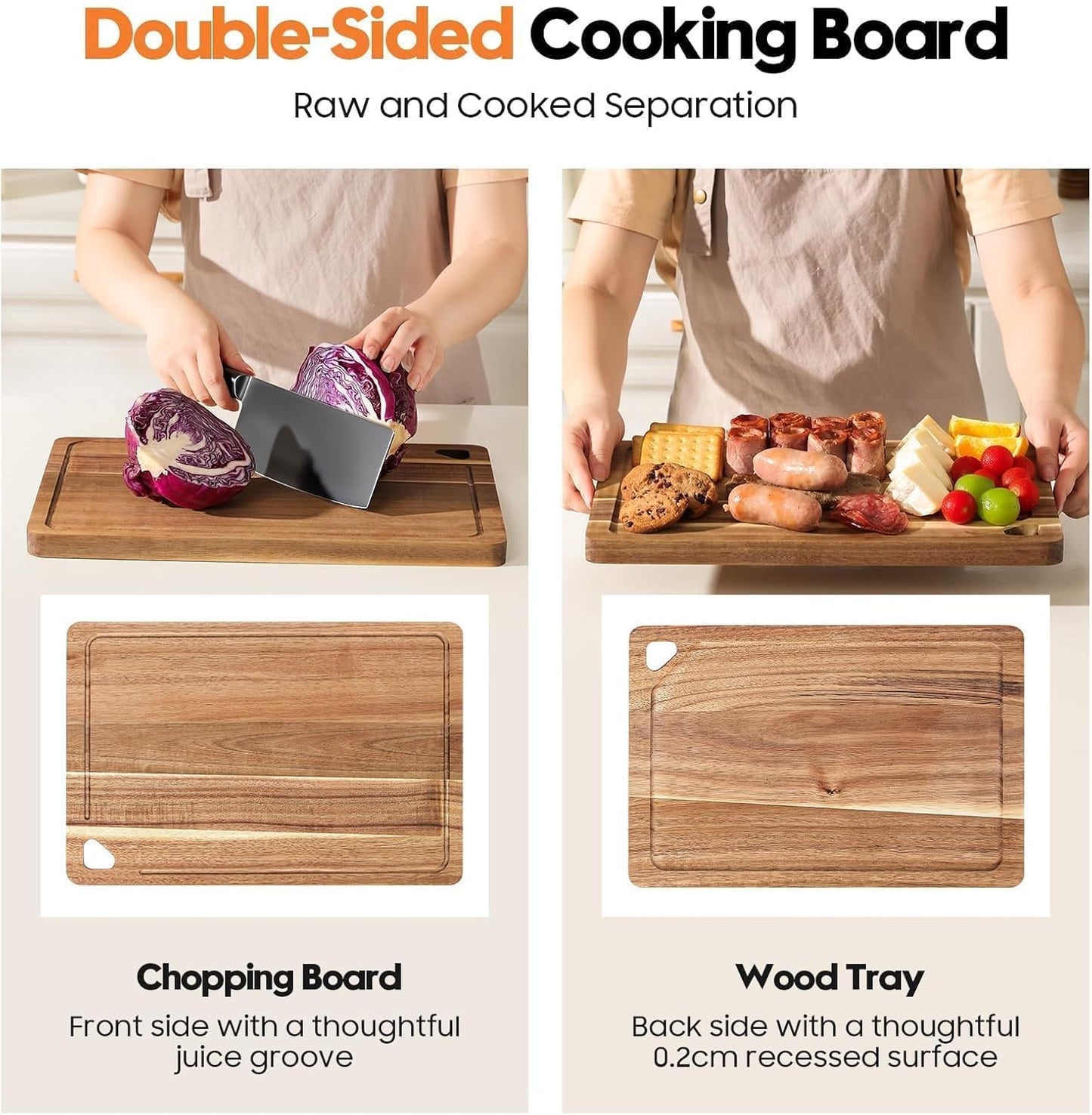 Small Acacia Wood Cutting Boards for Kitchen with Hanging–Mini Wooden Cutting Board for Vegetables, 1-S (1)