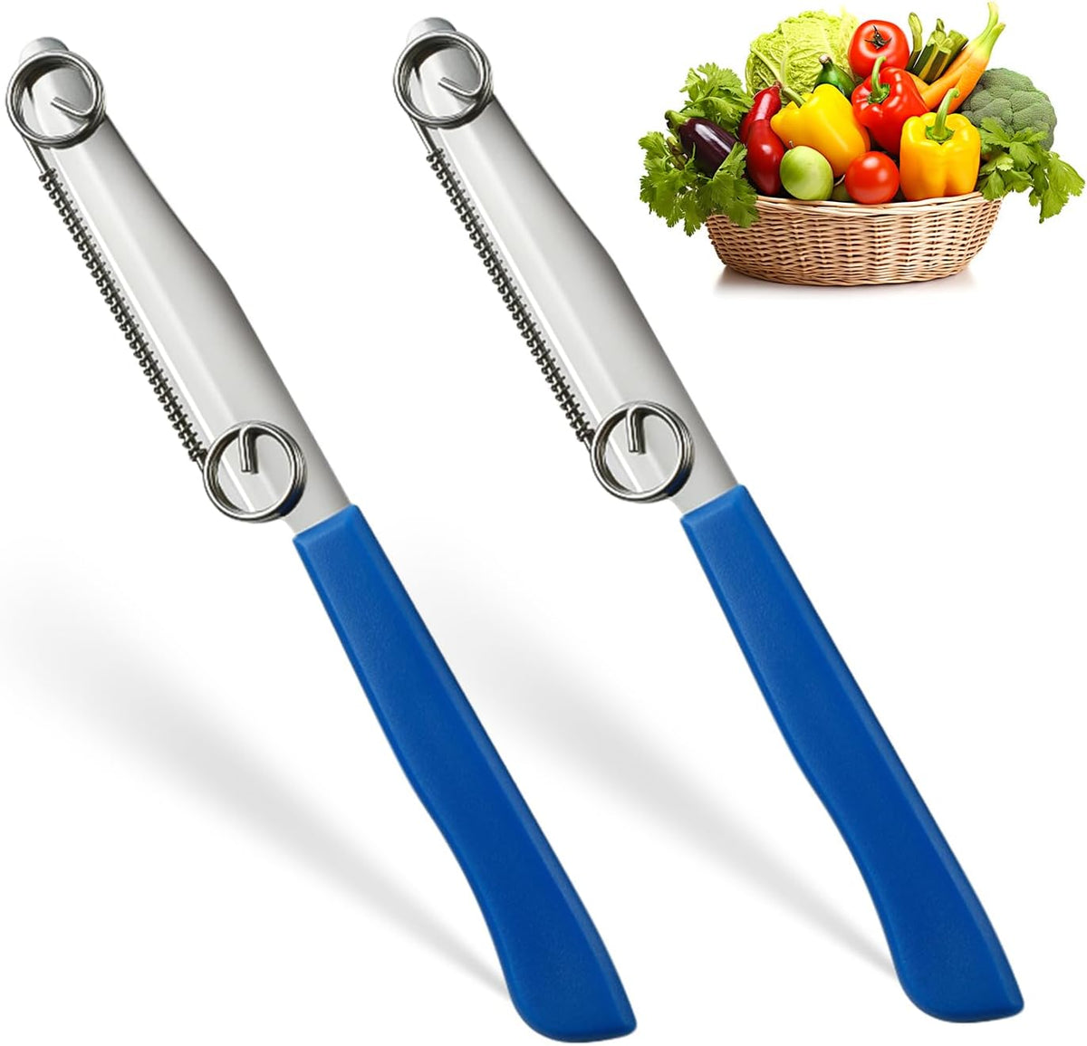Quick Slicing Knife, New 3 in 1 Multifunctional Fruit Peeling Knife with Removable Spring, Kitchen Household Sharp Stainless Steel Fruit and Vegetable Fruit Slicing Knife (2pcs)