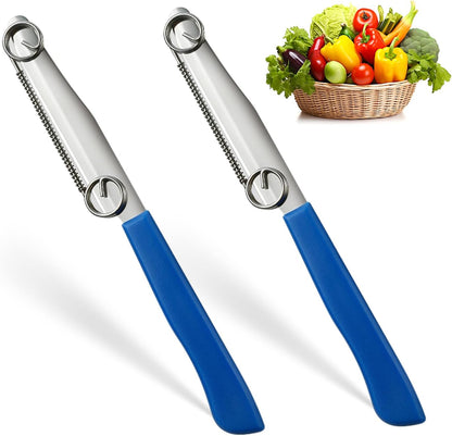 Quick Slicing Knife, New 3 in 1 Multifunctional Fruit Peeling Knife with Removable Spring, Kitchen Household Sharp Stainless Steel Fruit and Vegetable Fruit Slicing Knife (2pcs)