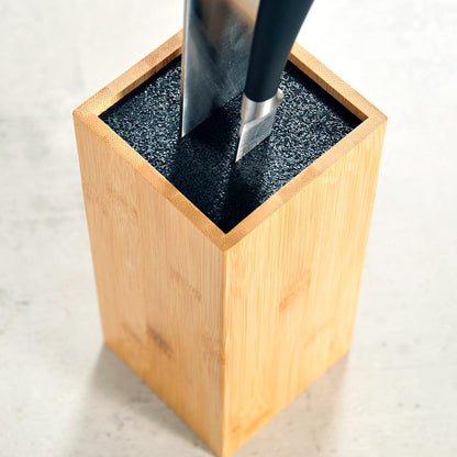 Knife Block, 10 x 10 x 23 cm, Wood, Beige