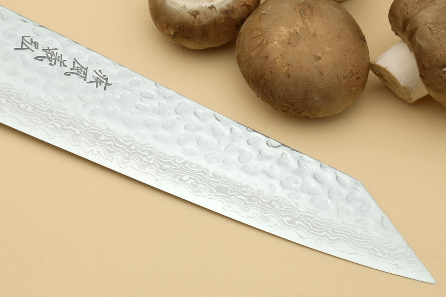 Yoshihiro VG10 Hammered Damascus Kiritsuke Sword Tip Multipurpose Japanese Chef Knife 8.25 inch - Western Style Mahogany Handle