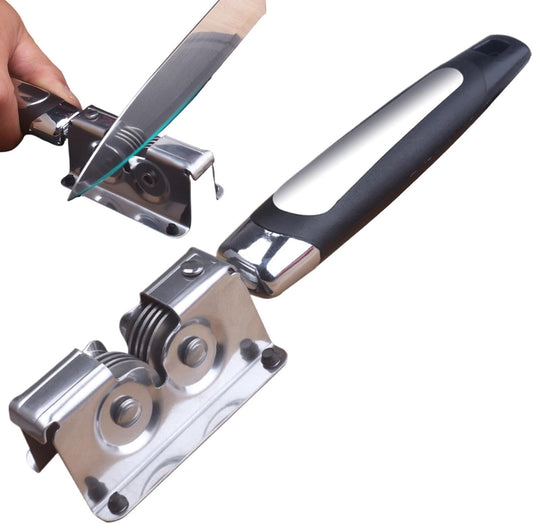 Manual Knives Sharpener - Linear Pull, Hardened Metals Scissor Refiner, Portable Quick Grindings Stone Device, Multi Angle Precision Sharpening Rail | Cutting Aid for Families & Professionals