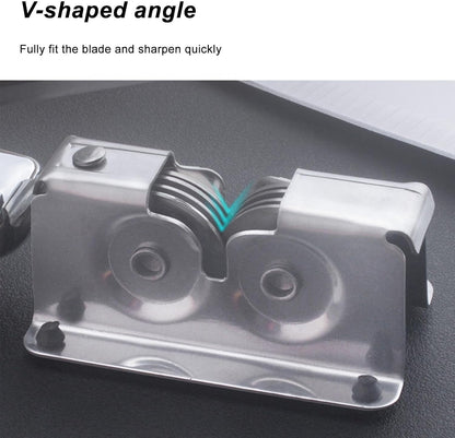 Manual Knives Sharpener - Linear Pull, Hardened Metals Scissor Refiner, Portable Quick Grindings Stone Device, Multi Angle Precision Sharpening Rail | Cutting Aid for Families & Professionals