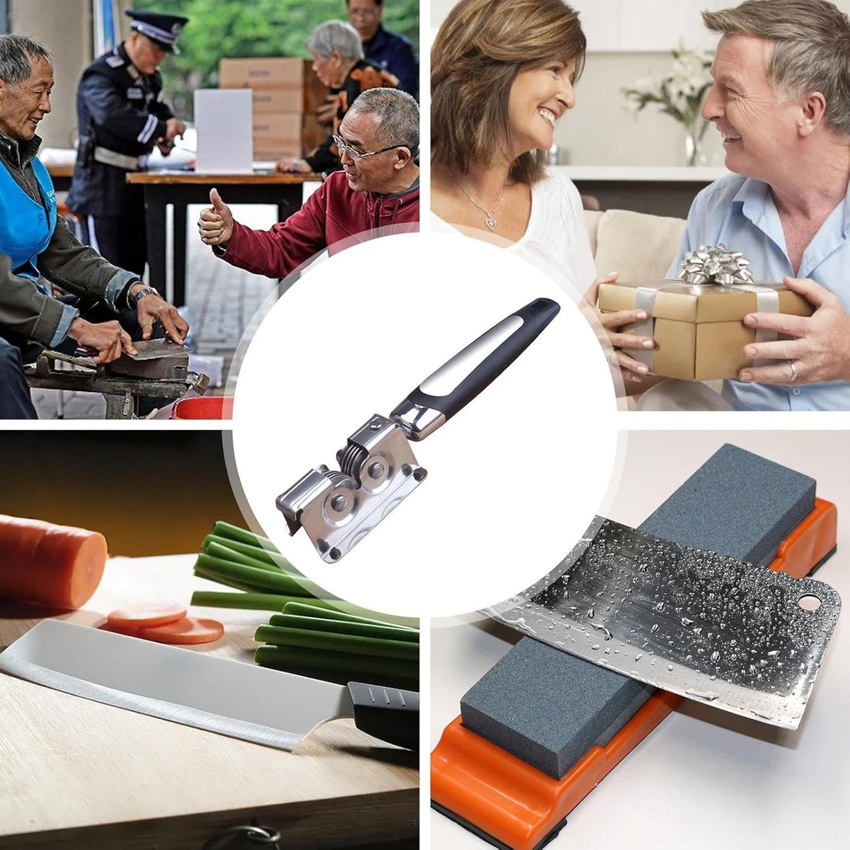 Manual Knives Sharpener - Linear Pull, Hardened Metals Scissor Refiner, Portable Quick Grindings Stone Device, Multi Angle Precision Sharpening Rail | Cutting Aid for Families & Professionals