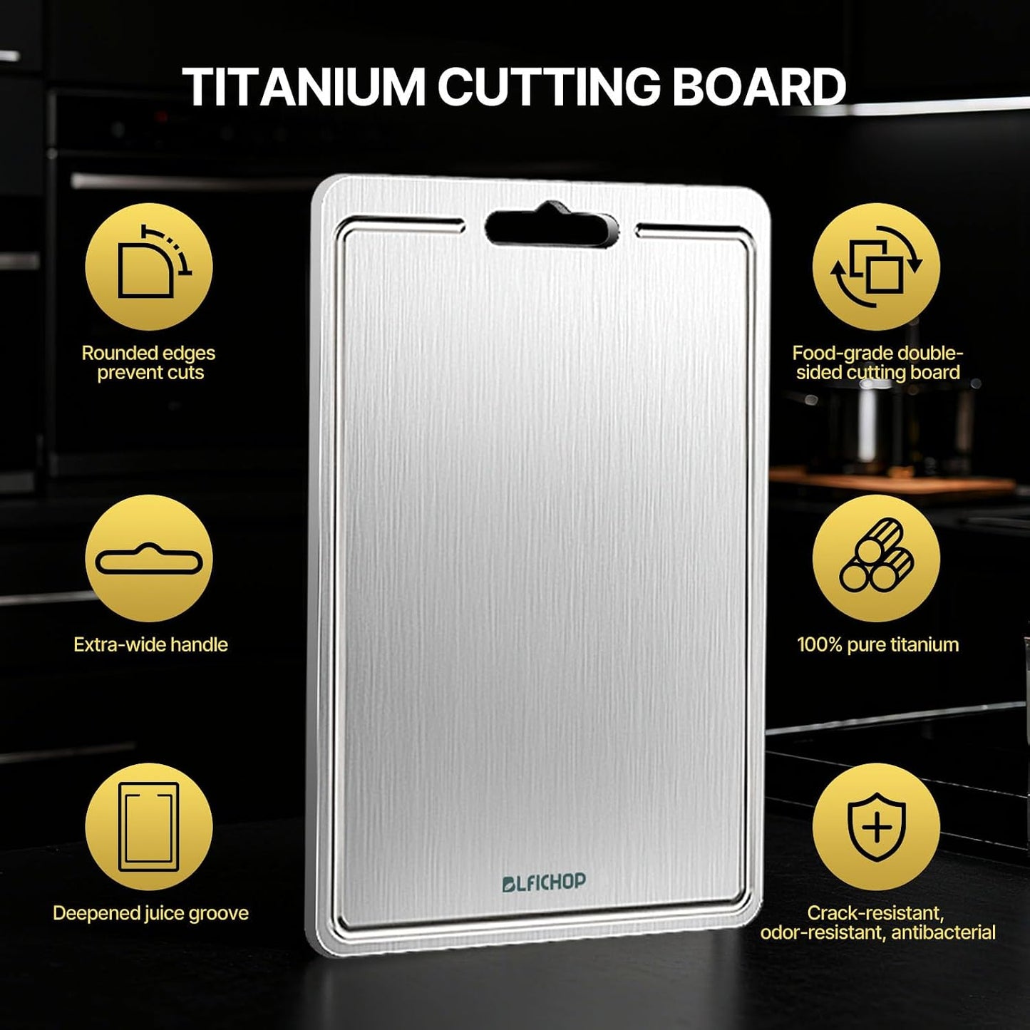 3-Piece Titanium Cutting Board Set with Juice Groove for Kitchen