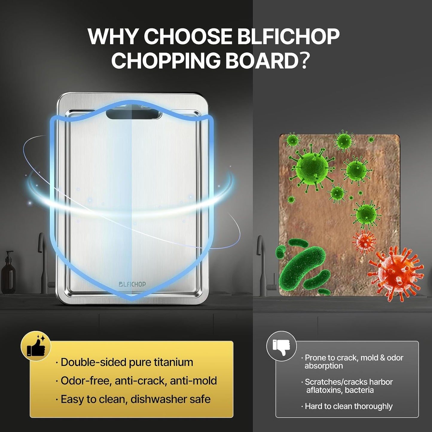 3-Piece Titanium Cutting Board Set with Juice Groove for Kitchen