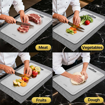 3-Piece Titanium Cutting Board Set with Juice Groove for Kitchen