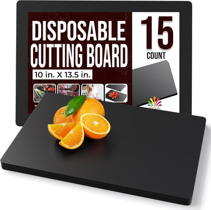Disposable Cutting Boards for Kitchen 15 Count Black Cutting Board 10 Inch X 13.5 Inch Flexible Cutting Boards For Kitchen ~ Patent Pending ~ Recyclable Disposable Cutting Board Sheets