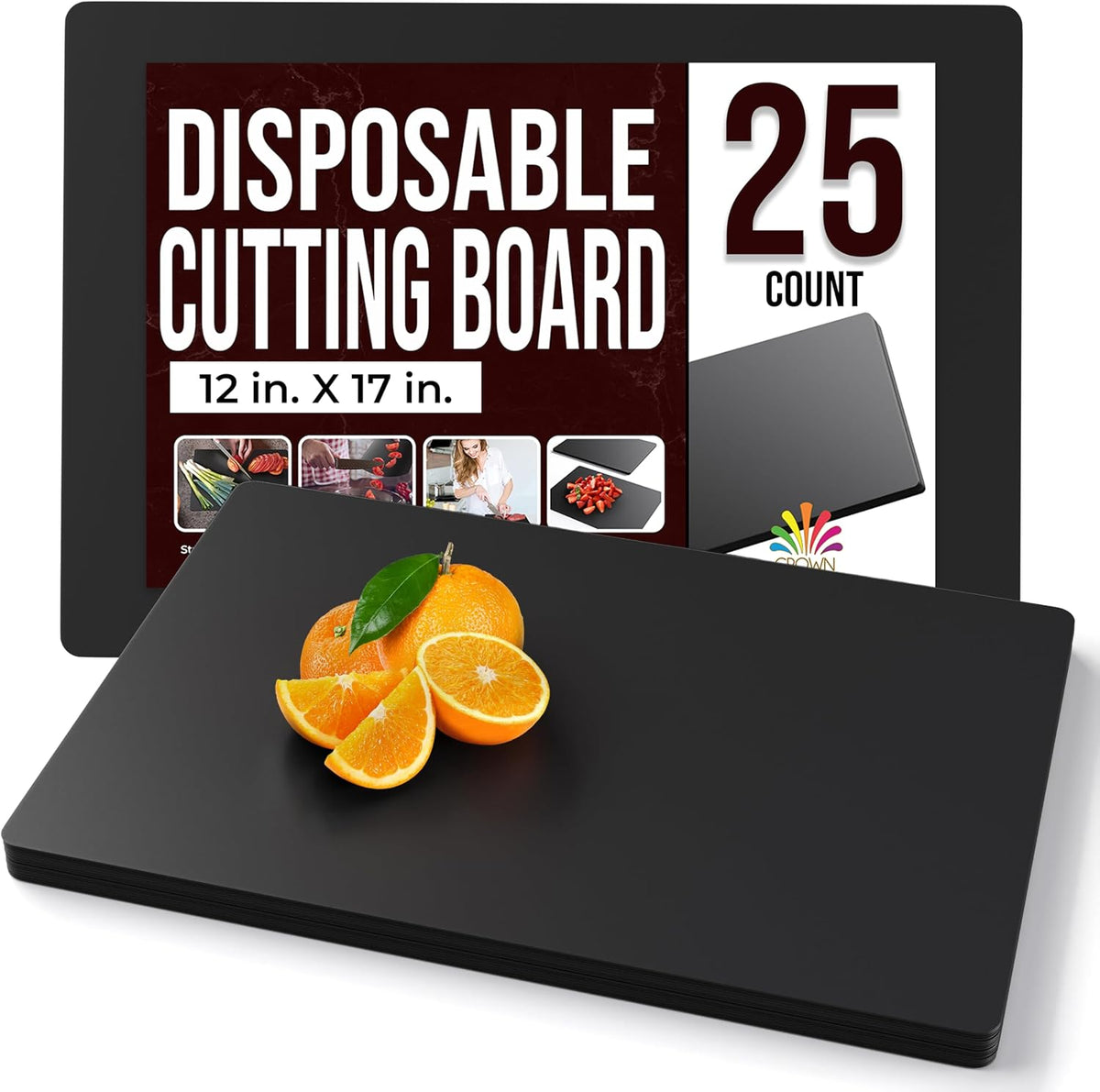 Disposable Cutting Boards for Kitchen 15 Count Black Cutting Board 10 Inch X 13.5 Inch Flexible Cutting Boards For Kitchen ~ Patent Pending ~ Recyclable Disposable Cutting Board Sheets