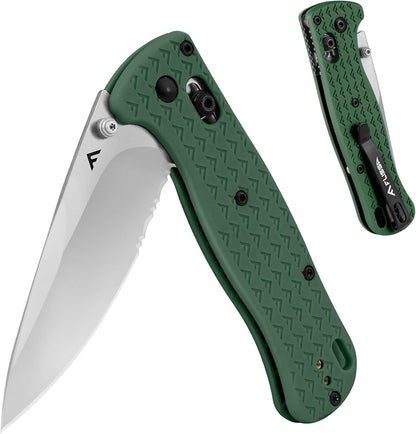 4.5" Folding Pocket Knife, Lightweight EDC Pocket Knife with Axis Lock, 3.2" AUS-8 Steel Blade, Sharp Camping Hiking Knife with Pocket Clip, Unique Tool Gift for Men, Dad (Green)