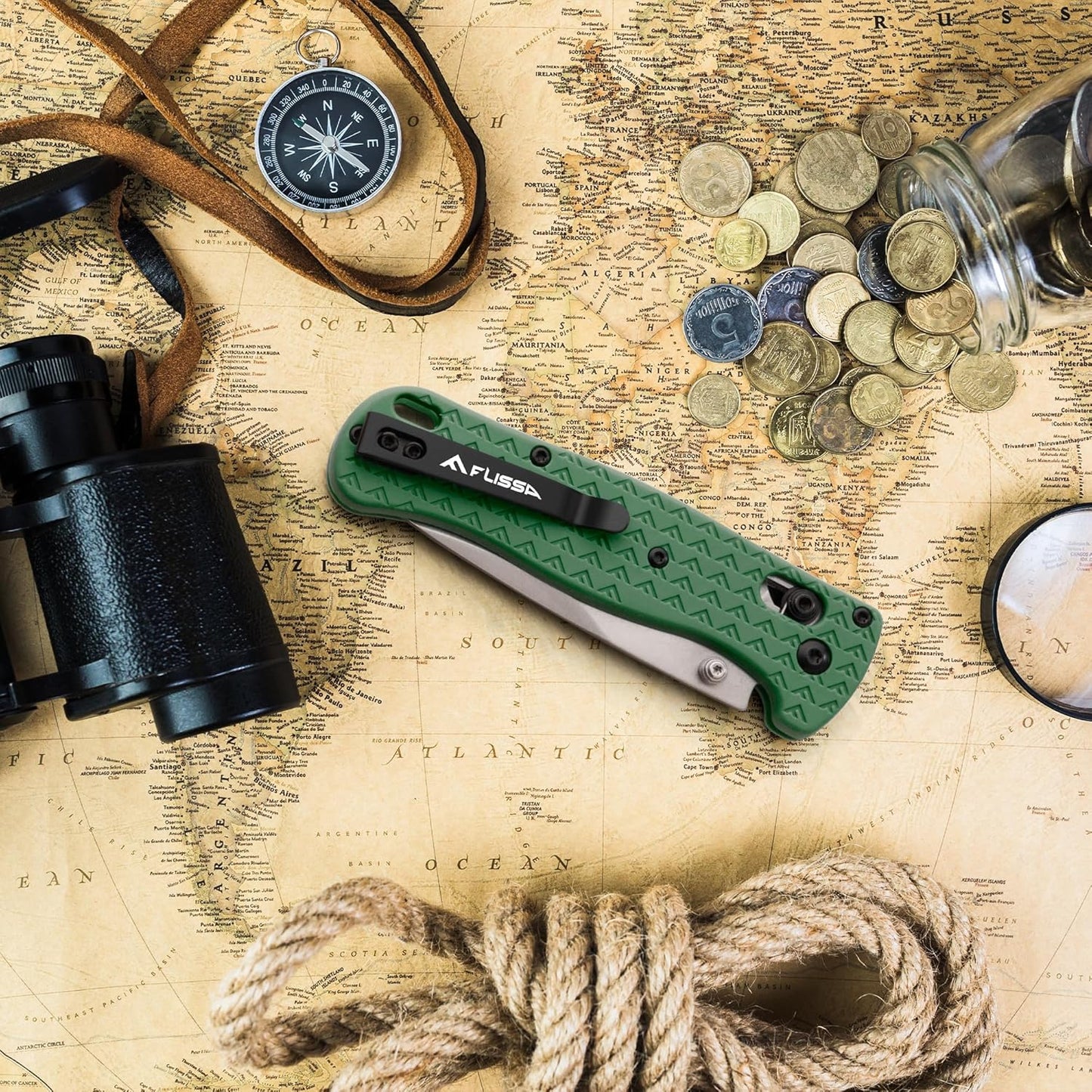 4.5" Folding Pocket Knife, Lightweight EDC Pocket Knife with Axis Lock, 3.2" AUS-8 Steel Blade, Sharp Camping Hiking Knife with Pocket Clip, Unique Tool Gift for Men, Dad (Green)
