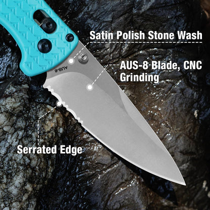 4.5" Folding Pocket Knife, Lightweight EDC Pocket Knife with Axis Lock, 3.2" AUS-8 Steel Blade, Sharp Camping Hiking Knife with Pocket Clip, Unique Tool Gift for Men, Dad (Green)