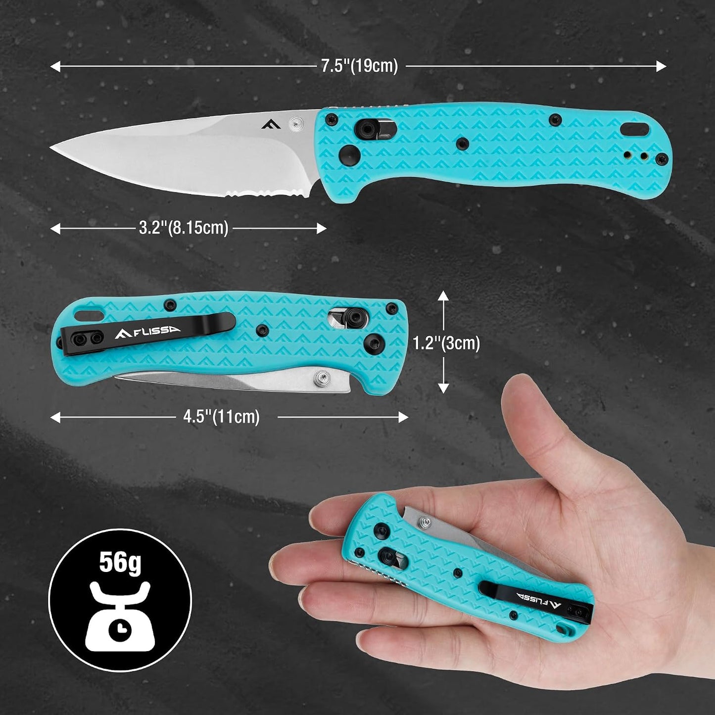 4.5" Folding Pocket Knife, Lightweight EDC Pocket Knife with Axis Lock, 3.2" AUS-8 Steel Blade, Sharp Camping Hiking Knife with Pocket Clip, Unique Tool Gift for Men, Dad (Green)