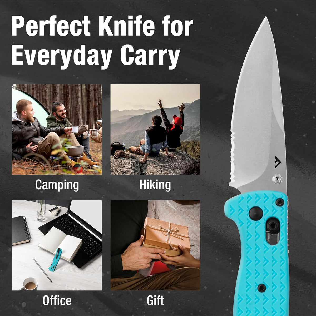 4.5" Folding Pocket Knife, Lightweight EDC Pocket Knife with Axis Lock, 3.2" AUS-8 Steel Blade, Sharp Camping Hiking Knife with Pocket Clip, Unique Tool Gift for Men, Dad (Green)
