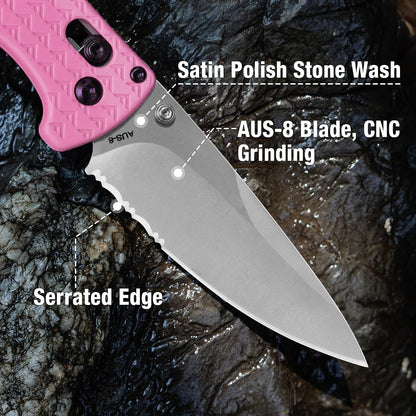 4.5" Folding Pocket Knife, Lightweight EDC Pocket Knife with Axis Lock, 3.2" AUS-8 Steel Blade, Sharp Camping Hiking Knife with Pocket Clip, Unique Tool Gift for Men, Dad (Green)