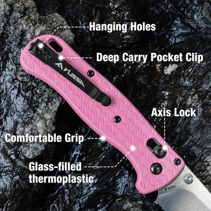 4.5" Folding Pocket Knife, Lightweight EDC Pocket Knife with Axis Lock, 3.2" AUS-8 Steel Blade, Sharp Camping Hiking Knife with Pocket Clip, Unique Tool Gift for Men, Dad (Green)