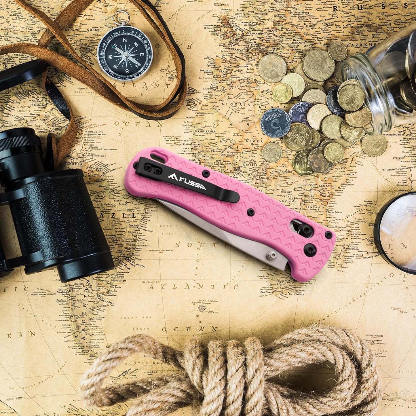4.5" Folding Pocket Knife, Lightweight EDC Pocket Knife with Axis Lock, 3.2" AUS-8 Steel Blade, Sharp Camping Hiking Knife with Pocket Clip, Unique Tool Gift for Men, Dad (Green)