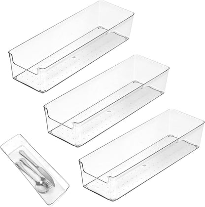 Cutlery Storage Organizer, Plastic Pantry and Kitchen Storage, Plastic Cutlery Utensil Caddy for Kitchen Countertop Organization, Holds Fork, Knife, Spoon, Silverware Tableware Storage Box
