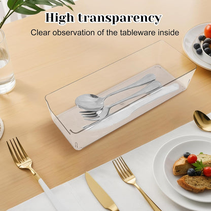 Cutlery Storage Organizer, Plastic Pantry and Kitchen Storage, Plastic Cutlery Utensil Caddy for Kitchen Countertop Organization, Holds Fork, Knife, Spoon, Silverware Tableware Storage Box